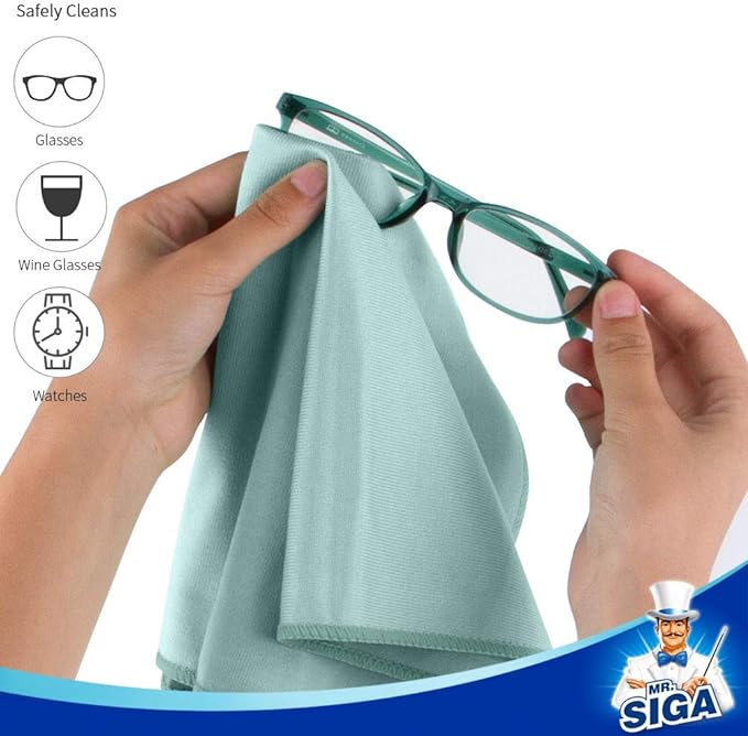 MR.SIGA Ultra Fine Microfiber Cloths for Glass, Pack of 12, 35 x 40cm 13.7" x 15.7" | Lint free window cleaning cloths, ultra fine microfiber polishing cloths, 35 x 40 cm(13.8 x 15.7 inch)