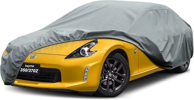 Kayme Heavy Duty Car Cover Custom Fit Nissan 350Z 370Z Roadster/Coupe NISMO（2003-2025） Waterproof All Weather for Automobiles, Full Car Cover - Sun, Rain & UV Protection