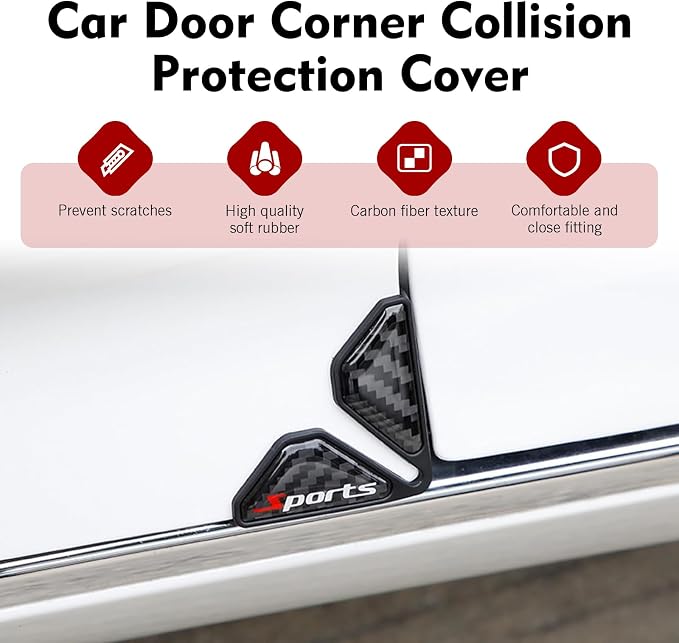 2PCS Car Door Edge Guards, Carbon Fiber Sport Car Door Corner Guards, Anti-Collision Door Corner Protector Trim, Self-Adhesive Auto Corner Protect Sticker, Universal Decor Accessories