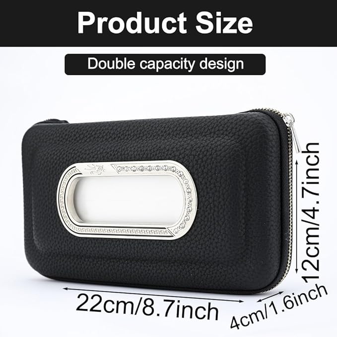 Car Tissue Holder, Visor Mask Holder, Sun Visor Napkin Holder, Mask Dispenser, Premium Leather Tissue Holder for Auto SUV Truck (Black)