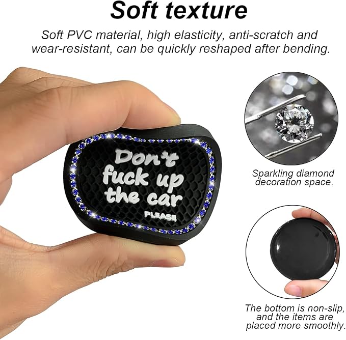 2 Pack Bling Car Coasters for Cup Holder, Crystal Rhinestone 2.75 in Cup Holder Coaster, Silicone Anti-Slip Insert Cup Mats for Women, Interior Accessories Universal for Most Cars (Black/Blue) | Universal fit, most vehicles/SUVs/trucks, silicone base, ...