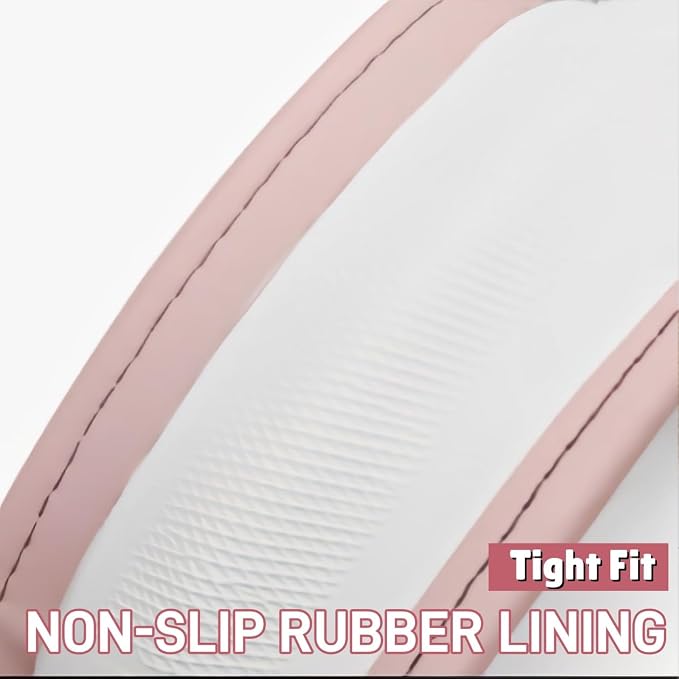 15 Inches Universal Round Leather Car Steering Wheel Cover, Cute Bear Soft Breathable Non-Slip Steering Wheel Protector Wrap (Pink-Black)