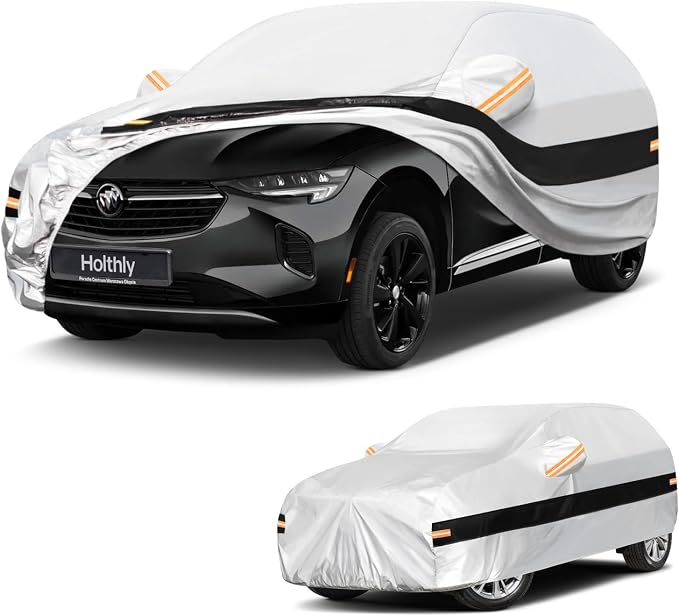 10 Layers SUV Car Cover Custom Fit for Buick Envision (2015-2026), Waterproof All Weather for Automobiles, Outdoor Full Cover Sun Dust Rain Protection with Cotton. Silver