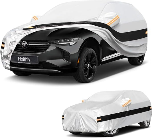 10 Layers SUV Car Cover Custom Fit for Buick Envision (2015-2026), Waterproof All Weather for Automobiles, Outdoor Full Cover Sun Dust Rain Protection with Cotton. Silver