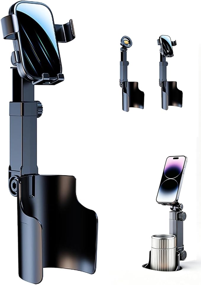 Car Cup Holder Phone Mount, 360° Adjustable N52 Magnetic (Standard) | Cup Holder Phone Mount for Car, 2 In 1 One Hand Operation Car Holder, Adjustable Base Cupholder Phone Holder for All Phones