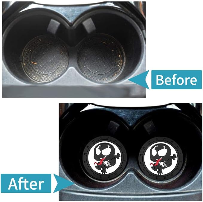 Venom Car Cup Holder Coasters for Marvel Fans, The Venom Car Coasters for Car Cup Holder Insert,Silicone Non-Slip Car Cup Mat,2.75''