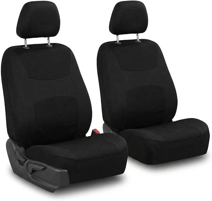 FH Group Universal Car Seat Covers Front Set for SUV Truck Sedan Vans | Waterproof All-Purpose Cloth Seat Cover Set Airbag Compatible Washable Split Bench Protector Interior Upgrade - Black