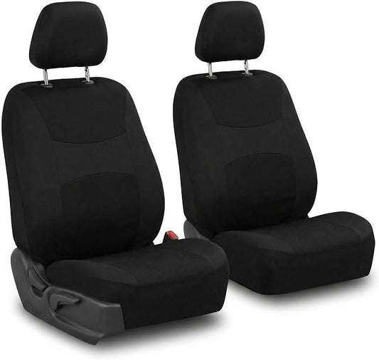 FH Group Universal Car Seat Covers Front Set for SUV Truck Sedan Vans | Waterproof All-Purpose Cloth Seat Cover Set Airbag Compatible Washable Split Bench Protector Interior Upgrade - Black