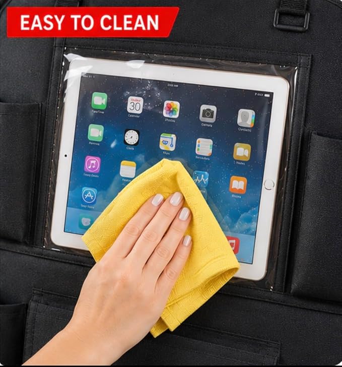 Car Backseat Organizer with Tablet Holder, Multi-Pocket Storage, Kick Mat Seat Protector for SUV, Truck