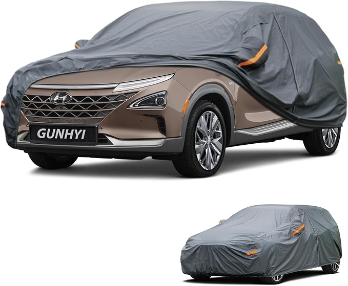 GUNHYI Premium Car Cover Custom Fit Hyundai Nexo, 16 Layers Heavy Duty Car Cover Waterproof All Weather with Zipper Door for Sun Rain Snow Dust Uv Protection