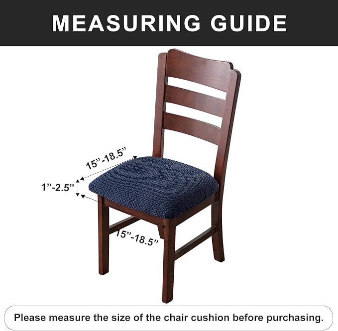 Genina Waterproof Seat Covers for Dining Room Chairs Covers Dining Chair seat Covers Kitchen Chair Covers slipcovers (Navy Blue, 2 Pcs)
