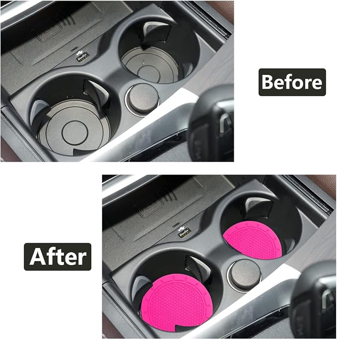 Car Cup Holder Coaster, 4 Pack 2.75 Inch Diameter PVC Non-Slip Universal Insert Coaster, Durable, Suitable for Most Car Interior, Car Accessory for Women Men Rose
