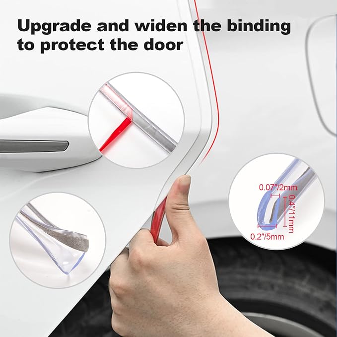 Transparent Widen Car Door Protector, Car Door Seal with U-Shaped Accessories, Interior Seal, Door Edge Protector(16.4FT)