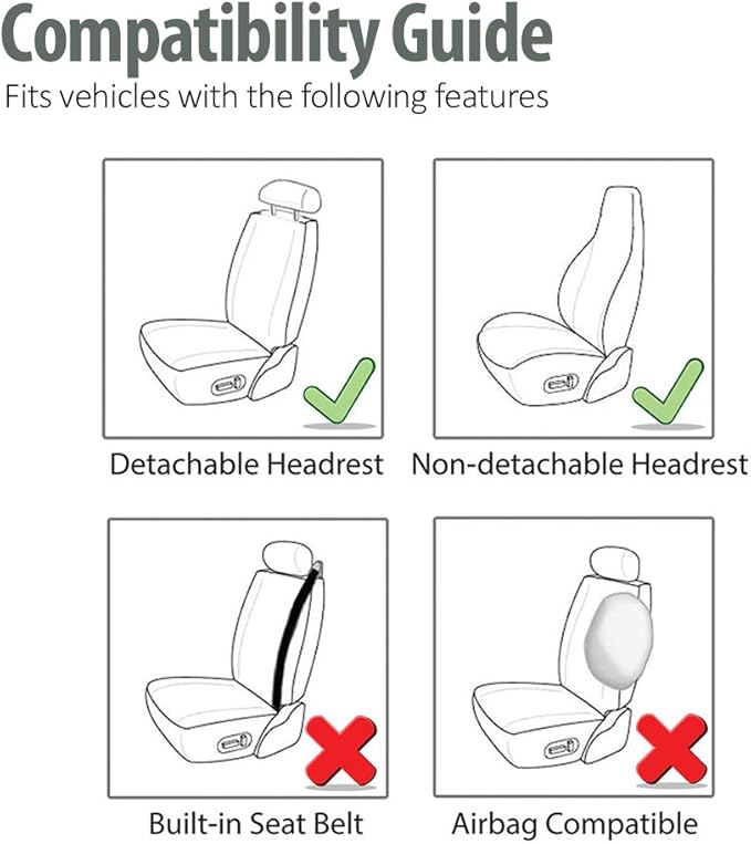 FH Group All Purpose Flat Cloth Car Seat Covers for Bucket Seats, 2 Piece Universal Fit, Washable Seat Covers for SUV, Sedan, Van - Front Set Black