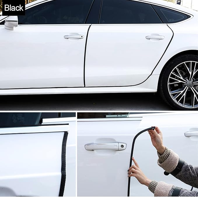 Car Door Protector Edge Guards, Universal Rubber Seal U Shape Car Door Protection, Aluminum Boat Edge Trim Guards No Glue Required, Exterior Accessories Fit for Most Cars, Sedans, SUV (Black/10FT) | Universal fit, most cars/SUVs/trucks, rubber seal, pr...
