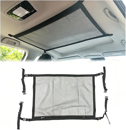 Car Ceiling Cargo Net Pocket for Audi RS Q3 Sportback 8U/F3 2014-2020 2021 2022 2023 2024 2025 2026 Mesh Overhead Storage Organizer Car Roof Storage Bag for Camping Road Trip