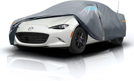 Waterproof Mazda MX-5(Miata)(1990-2026) Car Cover with Breathable Vents, [Upgrade] Premium Covers with Cotton Liner and Zipper Door, Sun Rain Snow Dust Uv Protection.(Gift with Towel)