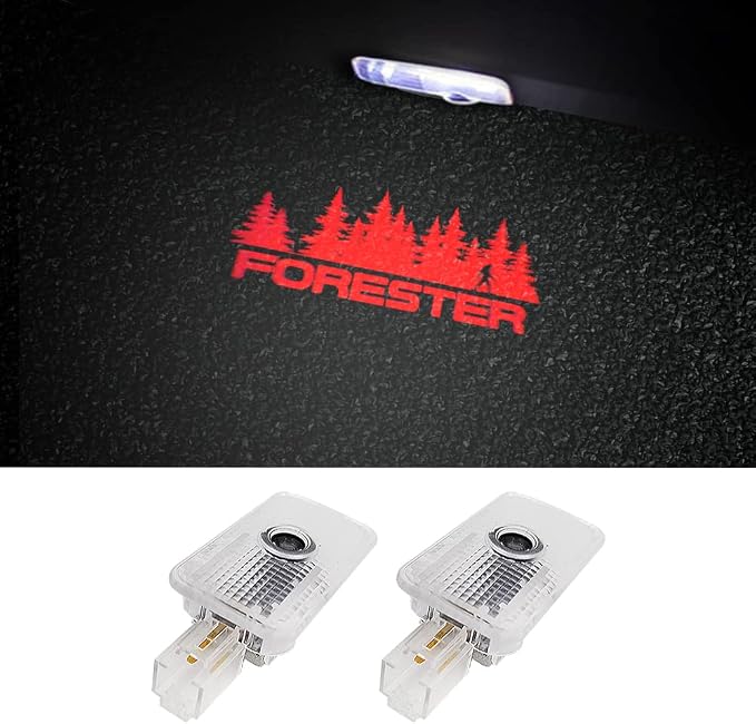 2 pcs Non-Fading LED Car Door Logo Lights Courtesy Projector Laser Welcome Light Ghost Shadow Forester Accessories Puddle lamp Compatible with Forester (Forester RED)