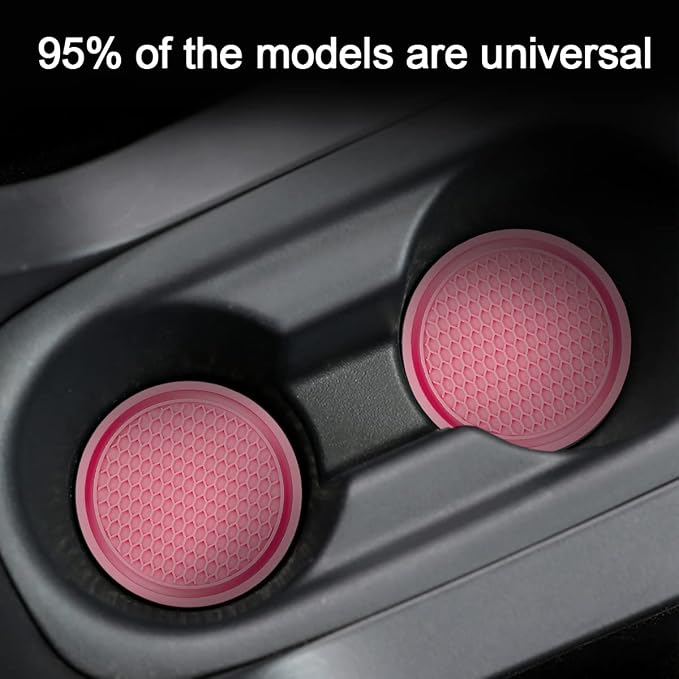 4 Pack Car Cup Holder Coaster, 2.75 Inch Diameter Non-Slip Universal Insert Coaster, Durable, Suitable for Most Car Interior, Car Accessory for Women and Men (Rose Red)