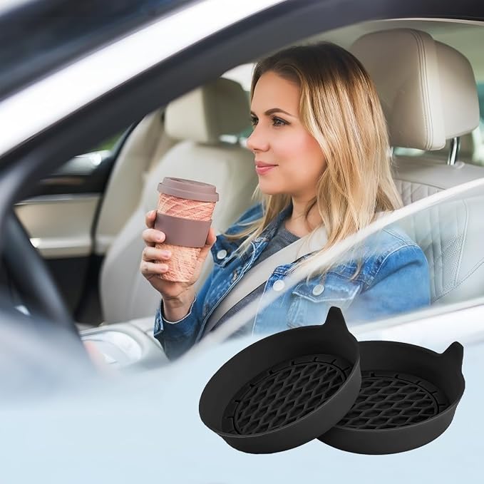 Zpana 4PCS Car Cup Holder Coasters, Silicone Non-Slip Vehicle Cup Recessed Mats, Sift-Proof Automotive Interior Drink Insert Decor Accessories, Universal for SUV, Sedan, Truck (Black)