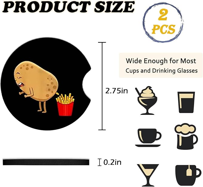 2PCS Rubber Duck Car Cup Holder Coasters Universal Anti-Slip Rubber Mat | Duck Auto Accessories Interior Decor, 2.75" Car Coasters for Cup Holders with Finger Slot, Ducks Gifts for Women Men