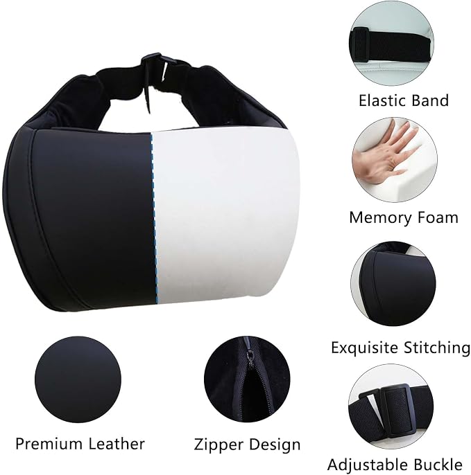 TOPABYTE Car Neck Pillow with Memory Foam Comfortable Ergonomic Design Seat Neck Support Headrest Softness Car Pillow Cushion for Driving, Universal Fit, 1 Piece, Black