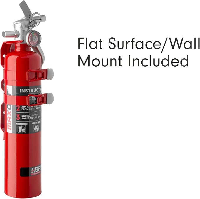 MaxOut ABC Fire Extinguisher for Vehicle, Marine & Home Safety | Car, Truck, Off-Road, UTV, RV, Boat | Refillable Dry Chemical | Mounting Bracket | UL Listed, USCG Approved | 2.5 lbs Black