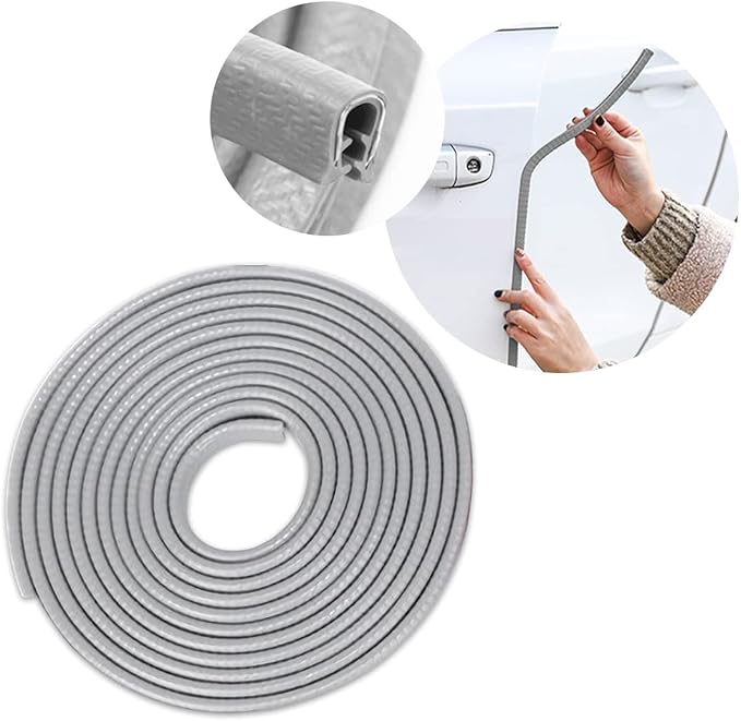 XINLIYA Car Door Edge Guards, 16Ft Universal Rubber Seal Protector U Shape Edge Trim Car Door Edge Protection for Most Car, Aluminum Boat Edge Guards (Gray)