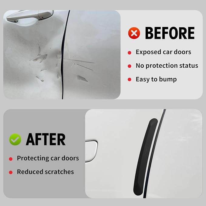 4PCS Universal Car Door Protectors, Door Edge Guards for Car, Truck, SUV, Car Accessories Exterior Easy to Install with Self-Adhesive, Silicone, Crash and Scratch Resistant