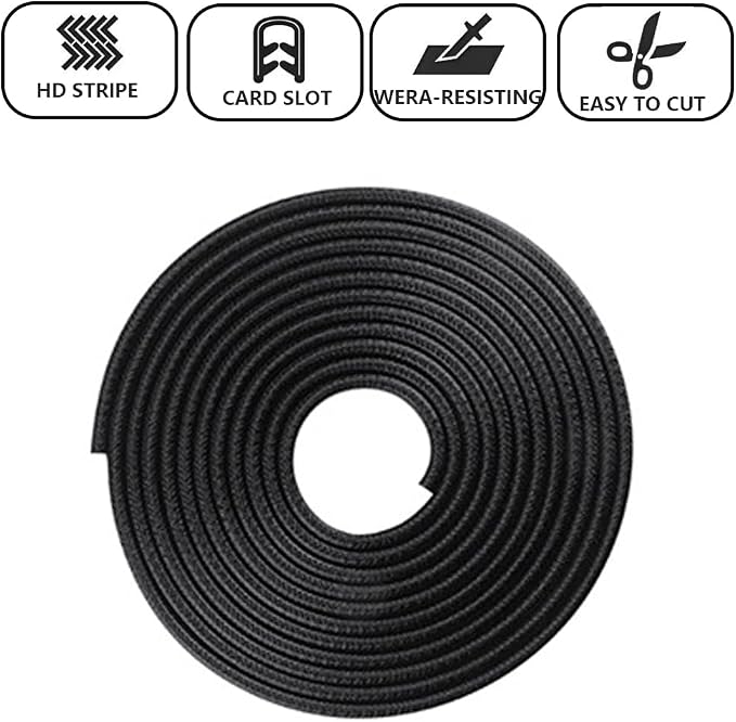 Edge Trim Black Small, Flexible PVC Edge Protector,Rubber U Channel Edge Trim,Fits Edge 1/16 to 1/8 Inch (65FT)