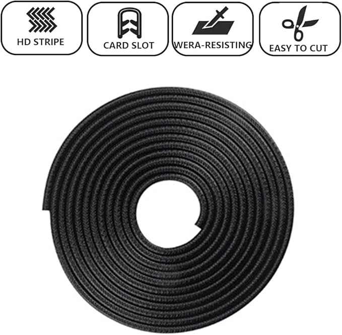 Edge Trim Black Small, Flexible PVC Edge Protector,Rubber U Channel Edge Trim,Fits Edge 1/16 to 1/8 Inch (32FT)