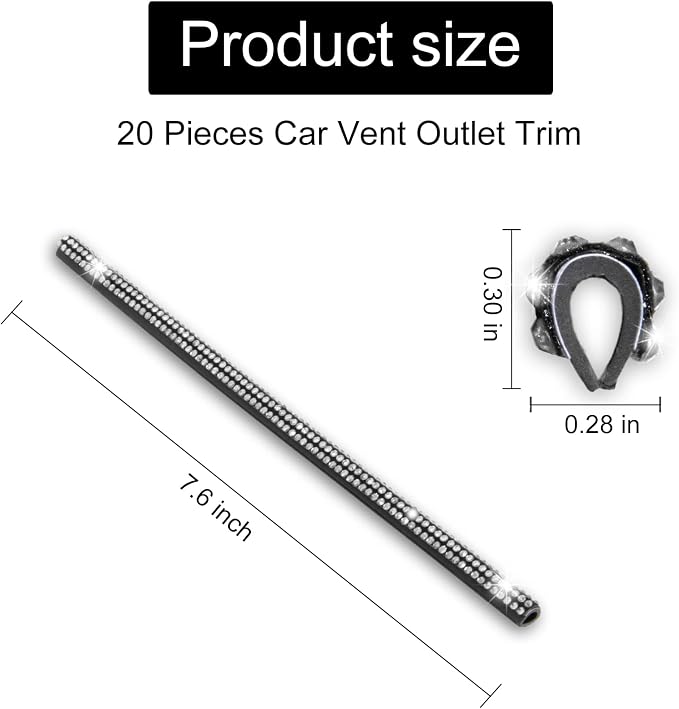 LivTee Bling Car Air Vent Outlet Moulding Trim, 10PCS Car Air Conditioner Decoration Strip, Bling Rhinestone Diamond Car Interior Accessories for Women and Teens, White