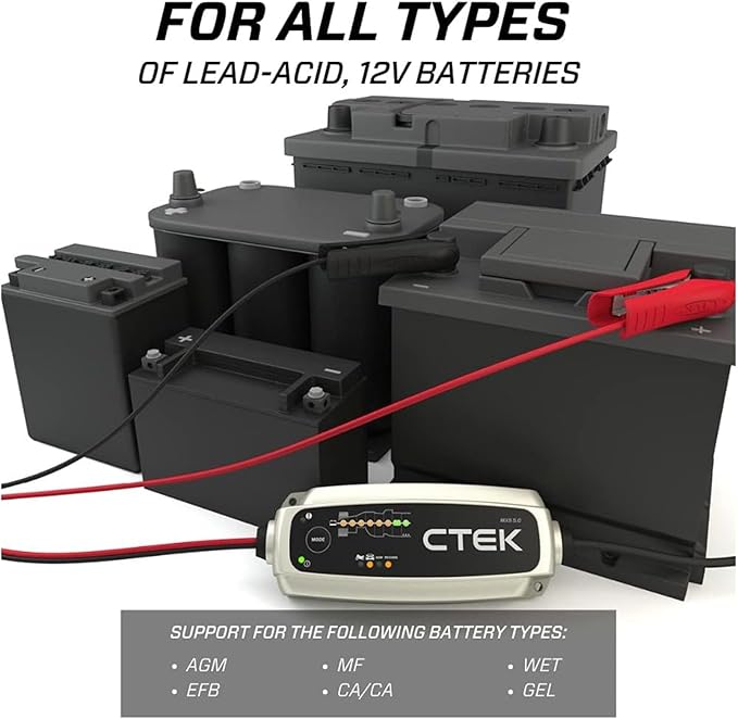 C-Tek MXS 5.0 Fully Automatic 12V Battery Charger and Maintainer 4.3 Amp for Cars Trucks Motorcycles and RVs | 40-206