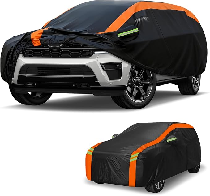 Universal Fit Car Cover for SUV Length 202-212in, Waterproof Automobiles Cover All Weather Compatible with Chevrolet Tahoe, Ford Expedition, Cadillac Escalade, Toyota Sequoia, GMC Yukon