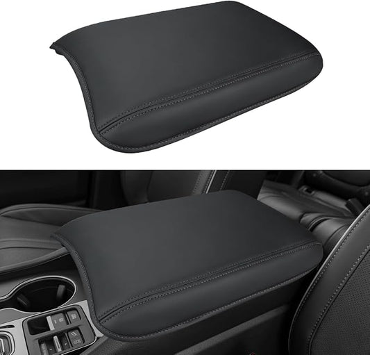INTGET Center Console Cover for Honda Pilot Accessories 2023 2024 2025 2026,Ridgeline/Passport 2024-2026 Leather Car Armrest Arm Rest Box Lid Middle Seat Protector (Black Stitches with pad, 2023+)