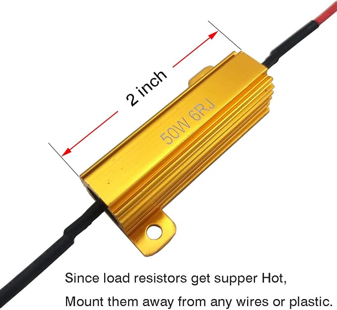 LivTee 4Pcs 50W 6ohm Load Resistors - Fix LED Bulb Fast Hyper Flash Turn Signal Blink Error Code