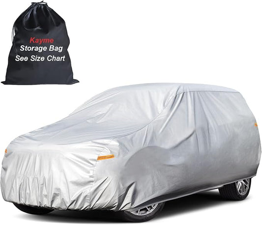 Kayme Large SUV Car Cover Waterproof All Weather - See Vehicle Size Chart for Accurate Fit - Outdoor Full Exterior Cover Sun Rain Snow. Armada, Expedition, Tahoe, Yukon etc. Size S6 (See Size Chart)