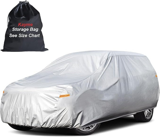 Kayme Hatchback Car Cover Waterproof All Weather - See Vehicle Size Chart for Accurate Fit - Outdoor Full Exterior Cover Sun Rain Snow. Honda Fit, Yaris, Spark, Golf etc. Size H1 (See Size Chart)