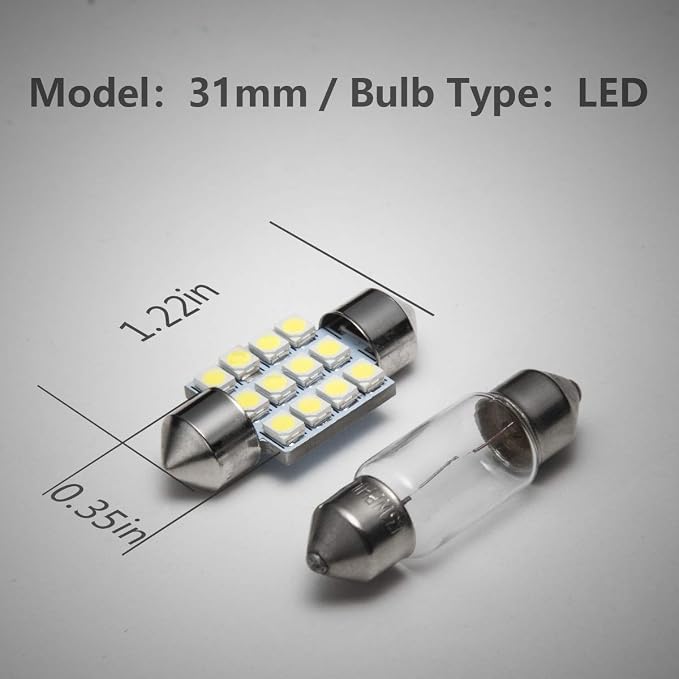 Marsauto DE3175 31mm LED Interior Dome Light Map Bulb Door Courtesy for Car 1.22inch DE3021 DE3022 Festoon Bulbs White Pack of 4