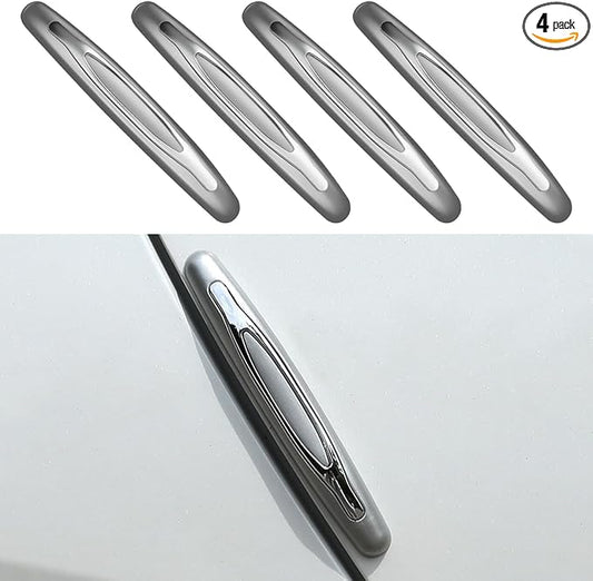 4PCS Car Door Edge Guards, Auto Side Door Protector Car Door Self Adhesive Anti-Collision Trim Strip, Universal Car Body Anti-Scratch Bumper Guard for Car SUV Truck (Silver)