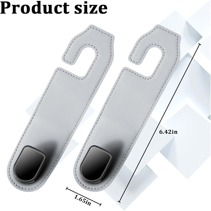 Car Seat Headrest Hook, 2PCS Vehicle Seat Back Hangers Organizer for Handbag Purse Coat, Automotive Interior Headrest Storage Hooks, Universal for SUV Automobile Truck (Gray)