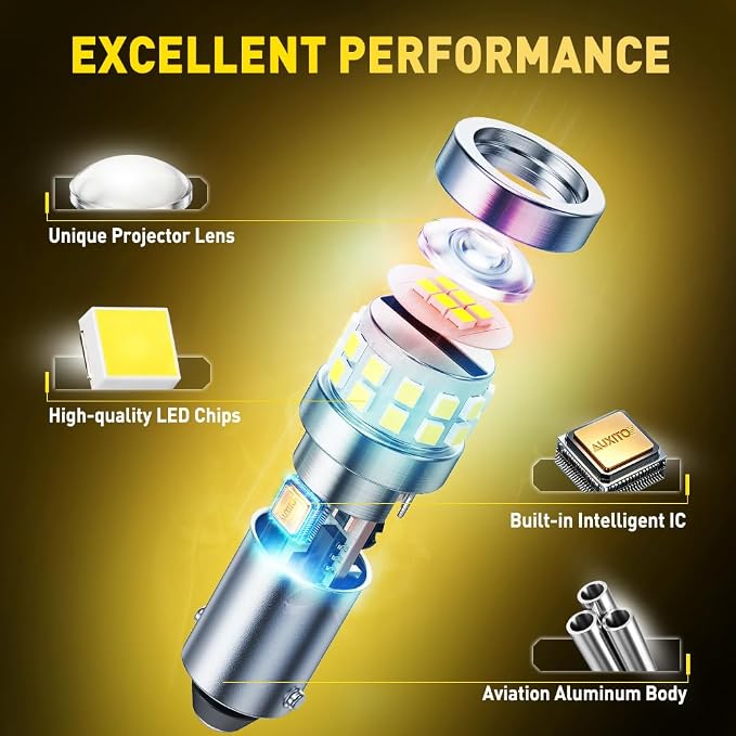 AUXITO BA9S LED Bulb White, BA9 1895 53 57 T4W 64111 LED Replacement Bulb, Mini Size Plug & Play Car Interior Light for Dashboard, Instrument Panel, Dome, Map, Glove Box Lights, License Plate Light