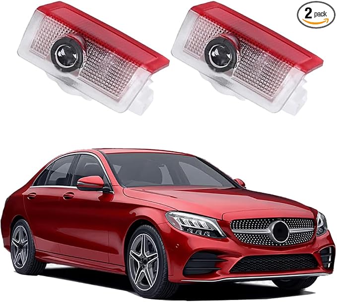 High Definition LED Projection Welcome Light，Logo Projector Puddle Lights，Compatible with A B C E M GL GLA GLC GLE GLS Class W205 W213 W166， Plug and Play (2PCS)