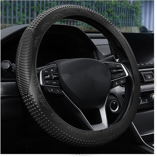Bittwee Steering Wheel Cover, Car Silicone Steering Wheel Protector, Anti-Slip Soft Odorless Wheel Covers, Universal 14-15 Inch Steering Wheel, Automotive Interior Accessories (Black)
