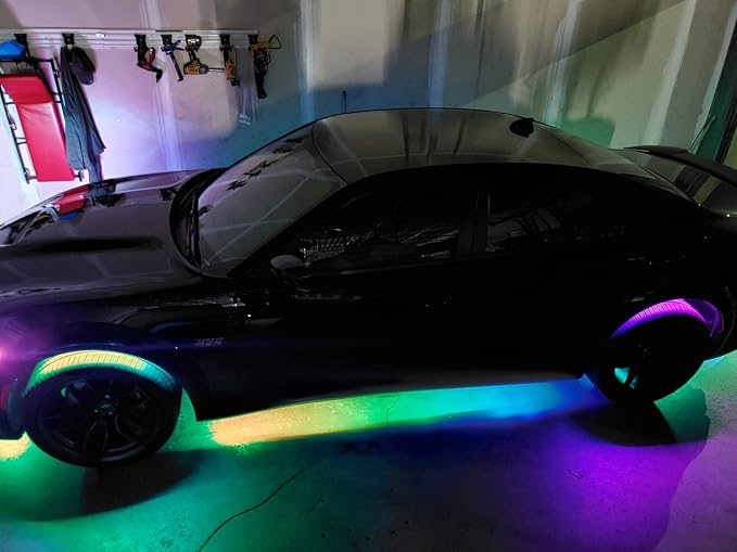 2PCS 5FT RGB Dream Color Chasing LED Light Strips with App & Remote Control, Double Row 1.4M Addressable LED Tape Lights Fit for Polaris Slingshot, Truck, SUV, Fender, Underbody, Hood Accent Lighting