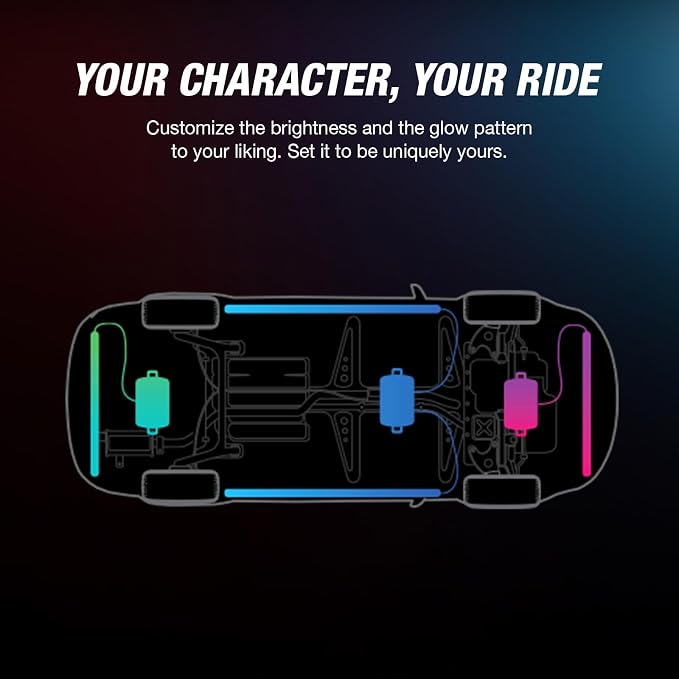 TYPE S TOURING ITEMS Automotive Neon Accent Light Kit, Formula Drift Pro Series Smart LED Exterior Light Kit with App Control, Professional Grade Lights Underglow Kit for Car, 4 Mulitcolor RGB Strips