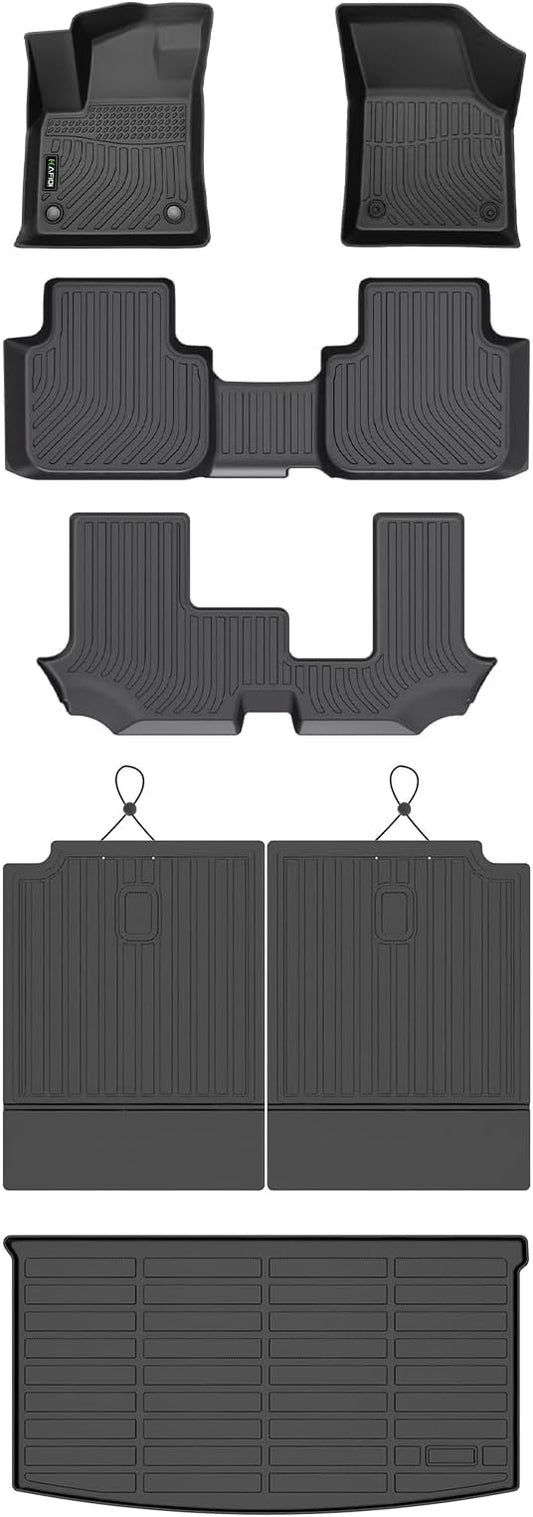 HAFIDI® Floor Mats & Cargo Liner Set Fit for 2018-2025 2026 VW Atlas (7 Passenger Bench) All Weather Protection TPE Anti-Slip Car Full Set Floor Liners Volkswagen Atlas Custom Accessories - Black