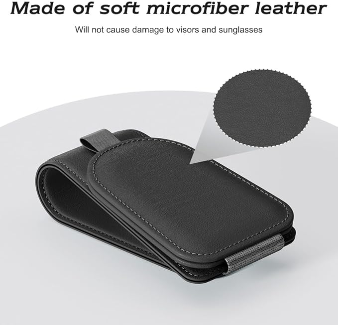 Sotfamily Sunglass Holder for Car Visor, Black, 2 Packs | Suede Cloth, Magnetic, Organizer for Car Accessories