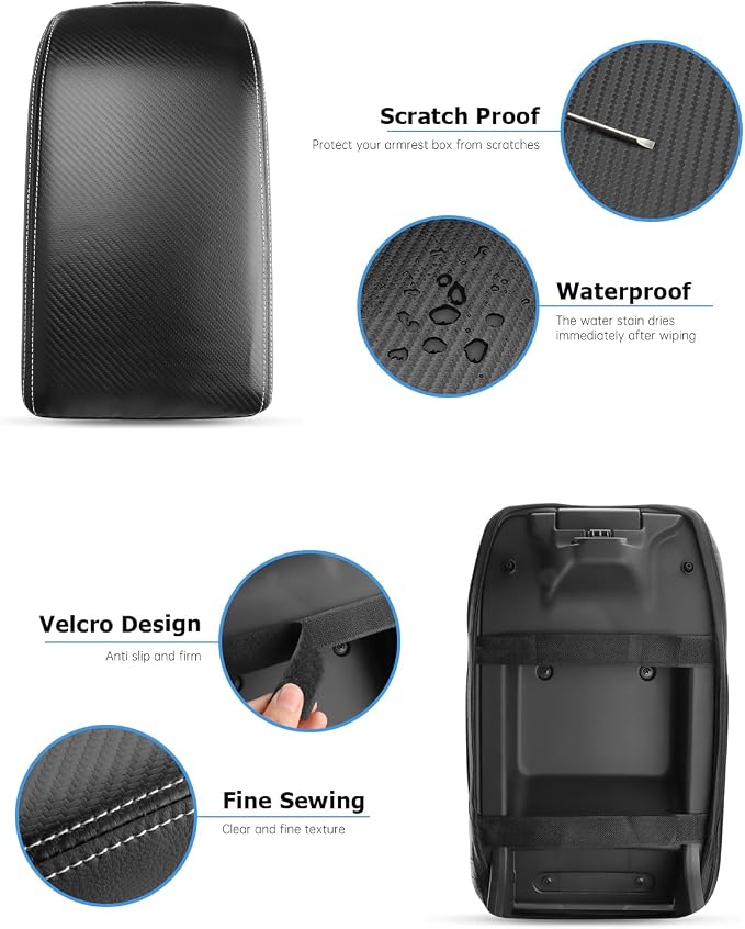 INTGET for 2026 Honda Accord Accessories 2023 2024 2025 Center Console Armrest Cover Leather Car Arm Rest Box Lid Middle Console Seat Cover Protector (Carbon Fiber, 2023+)