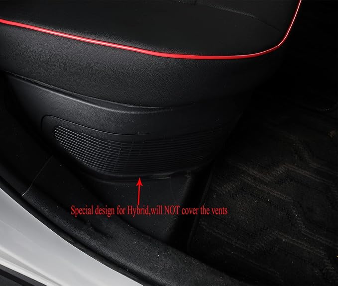 EKR Car Seat Covers for Honda CRV 2015-2016 Leatherette Full Set | Custom Fit for Honda CRV 2015 2016 Full Wrap,Airbag Compatible,Waterproof Pet-resistant,Faux Leather(Black with Red Piping)